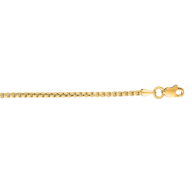 14K Gold 1.7mm Lite Round Box Chain