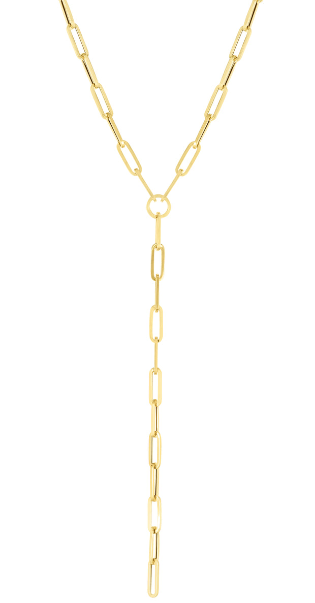 14K Lariat Paperclip Y-Necklace