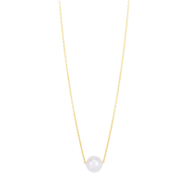 14K Pearl Necklace Solitaire necklace