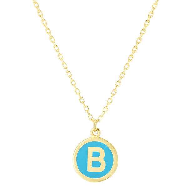 14K Turquoise Enamel B Initial Bracelet