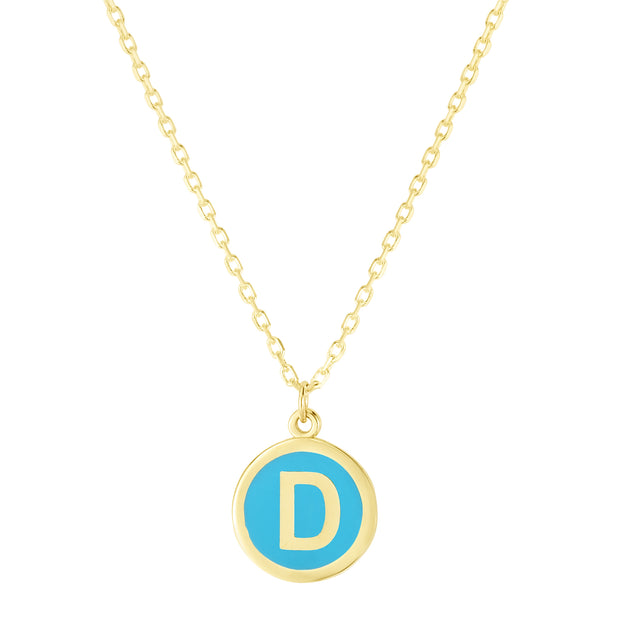 14K Turquoise Enamel D Initial Bracelet