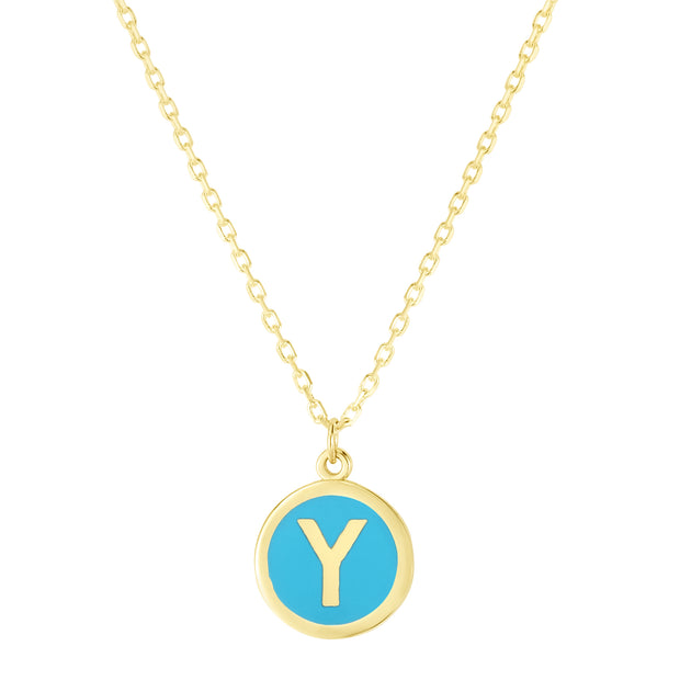 14K Turquoise Enamel Y Initial Bracelet