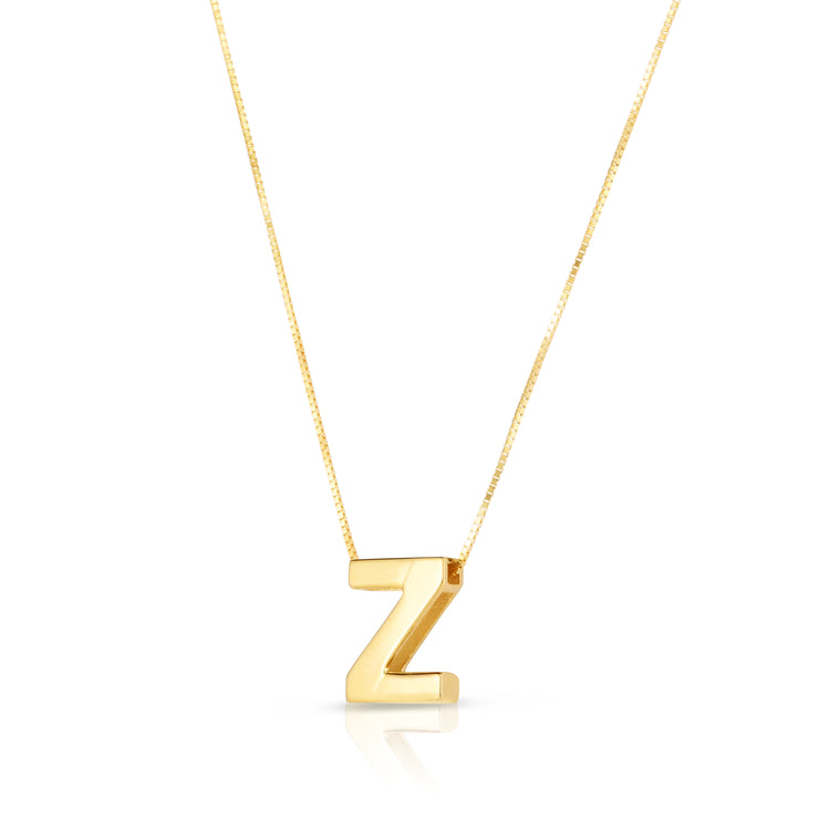 14K Gold Block Letter Initial Z Necklace