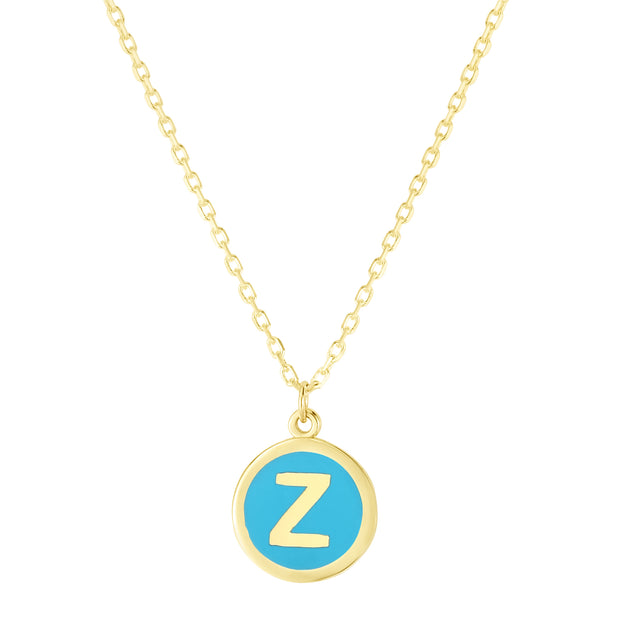 14K Turquoise Enamel Z Initial Bracelet