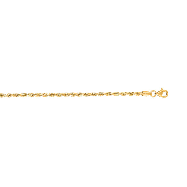 14K Gold 2.5mm Diamond Cut Royal Rope Chain