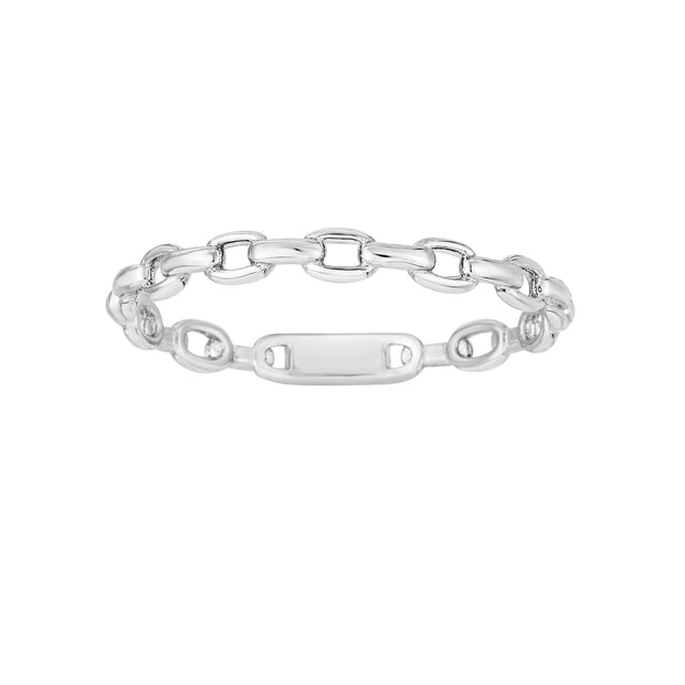 14K White Gold Oval Links Ring