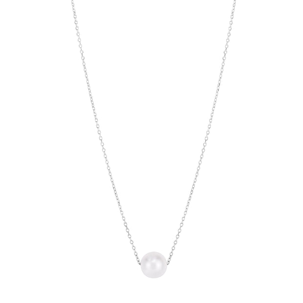 14K Pearl Necklace Solitaire necklace