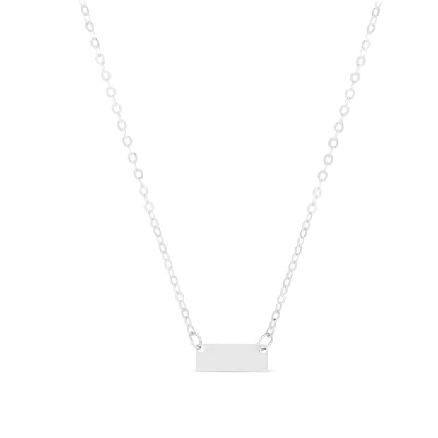 14K White Gold Mini Bar Necklace